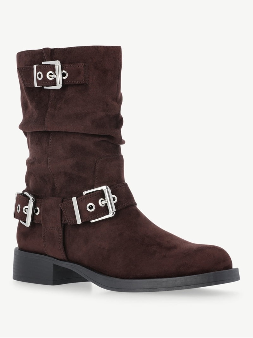 Brown Suede Buckle Boots
